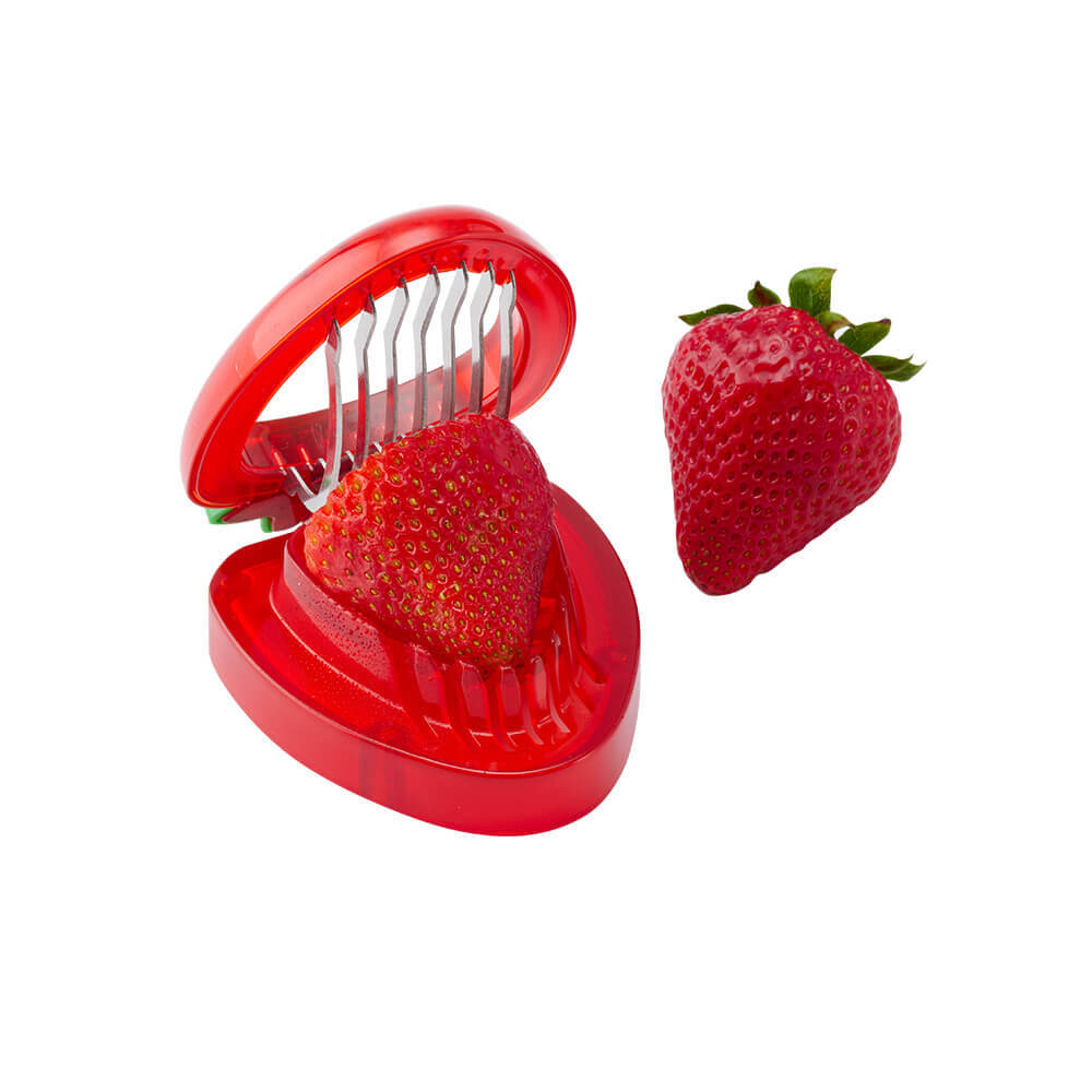 Happon Pack of 2 Strawberry Slicer, Fruit Tool, Kitchen Accessories Easy  for Slice Strawberries Red 